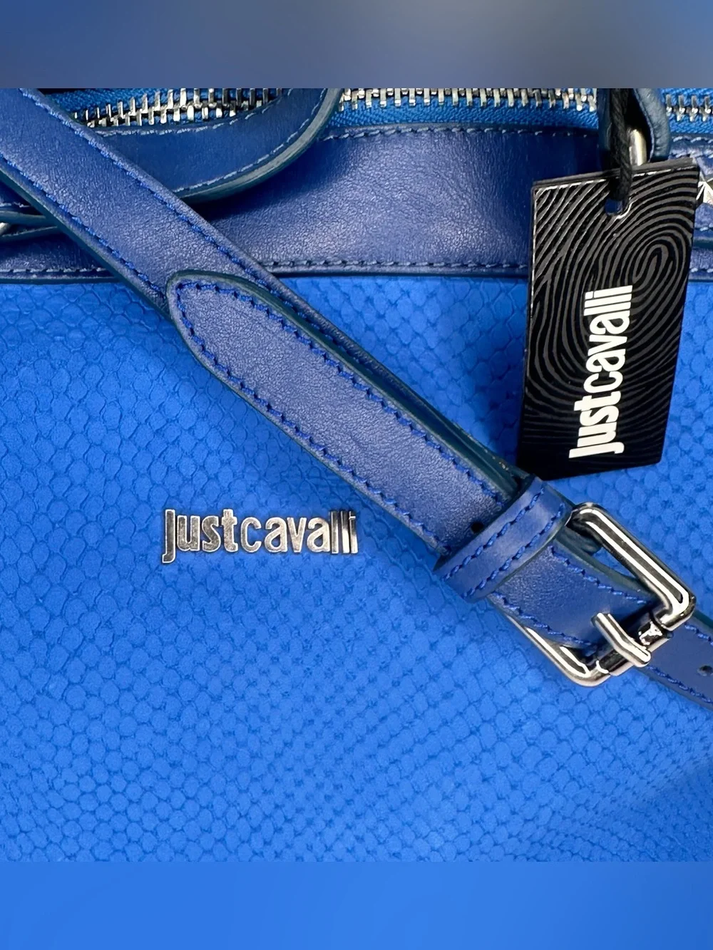 Just Cavalli Royal Blue Tote with Silver Star Trim